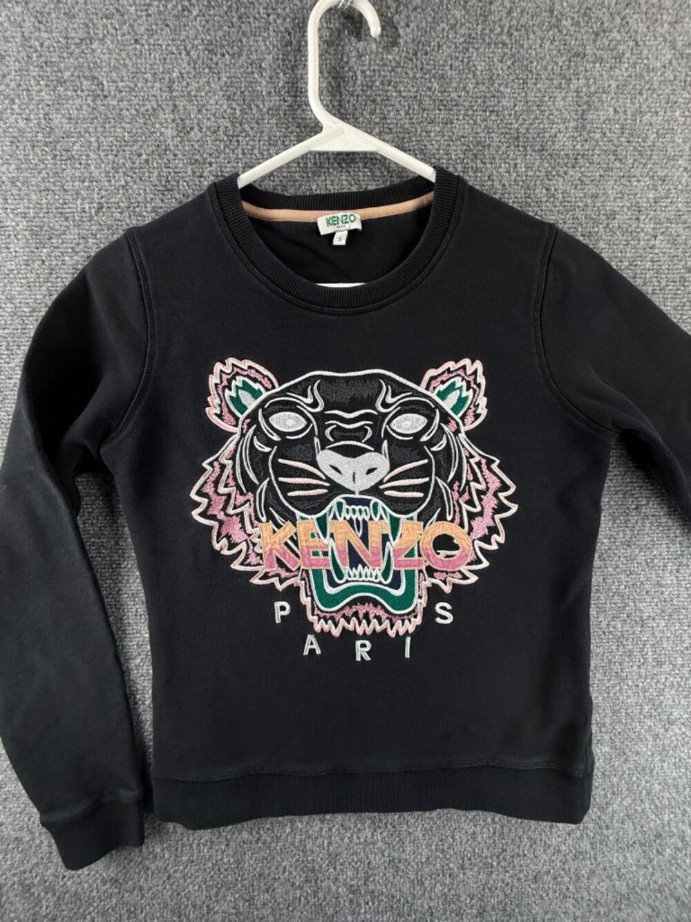 KENZO Paris Sweatshirt Pullover Graphic Portugal Cotton Black Tiger Logo Small